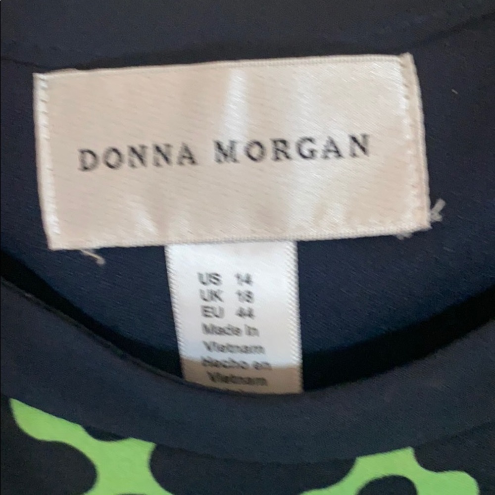 Navy and Green Geometric 3/4 Sleeves Dress - Picture 3 of 5